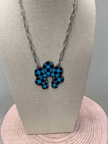 Western Checkered Squash Blossom Necklace — 18 Inch Southwestern Statement - Rooted & Reckless Co.