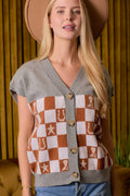 Western Checkered Sweater Vest - small remaining - Rooted & Reckless Co.