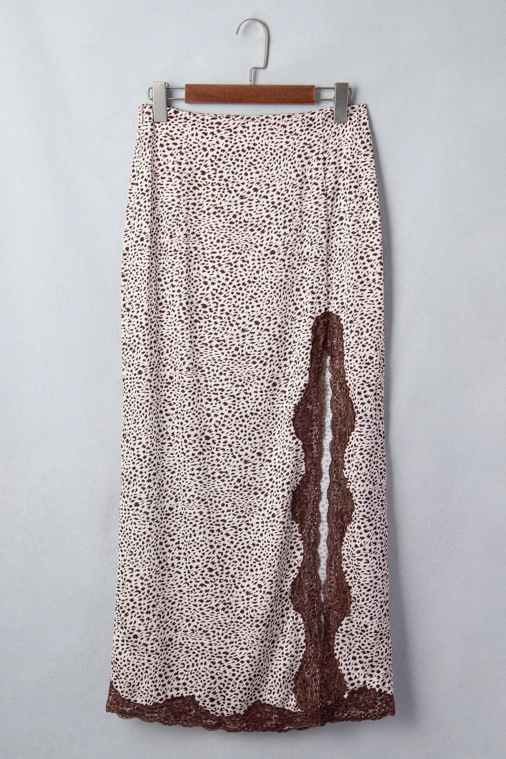 Western Cheetah Lace Trim Split Maxi Skirt - Rooted & Reckless Co.