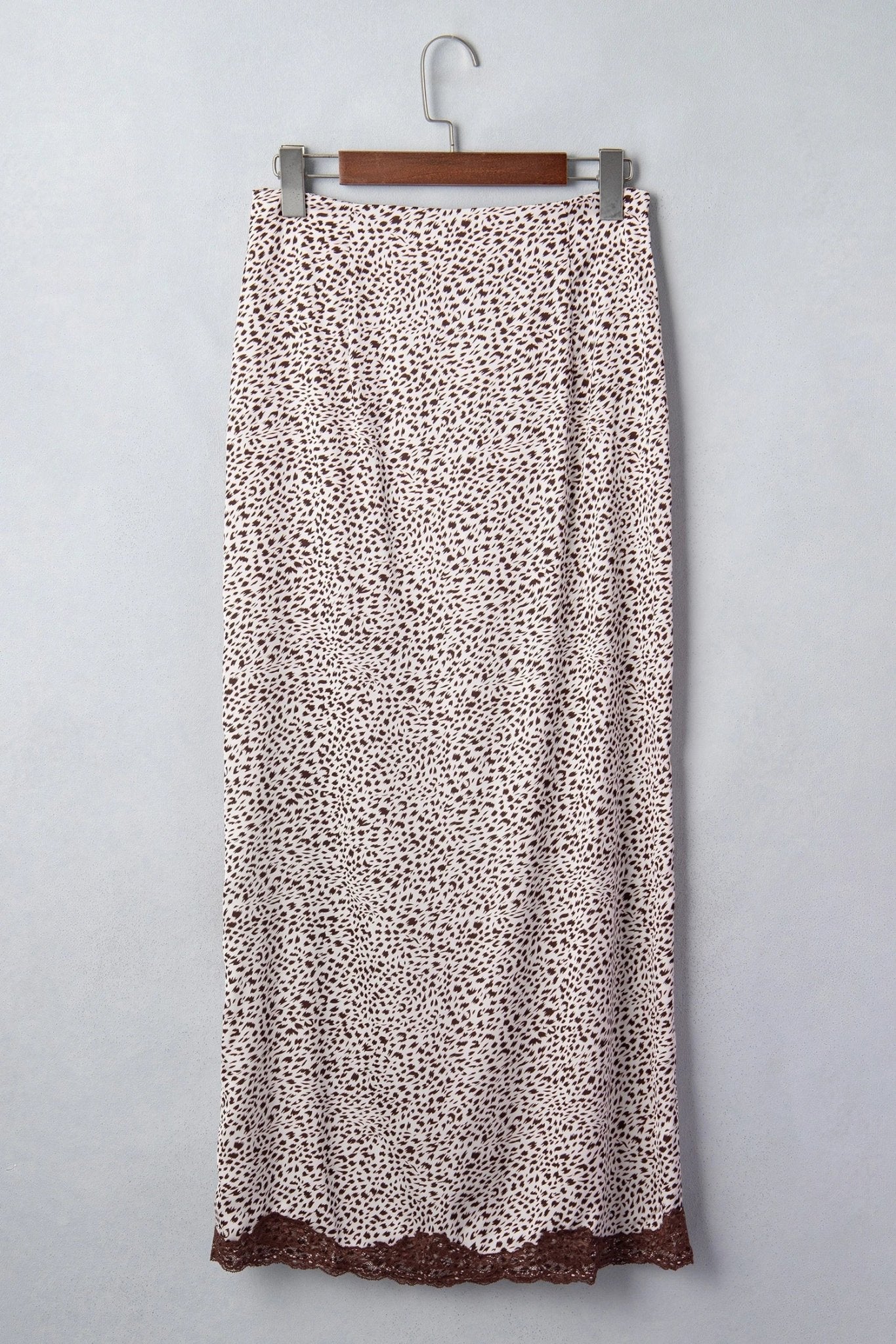 Western Cheetah Lace Trim Split Maxi Skirt - Rooted & Reckless Co.