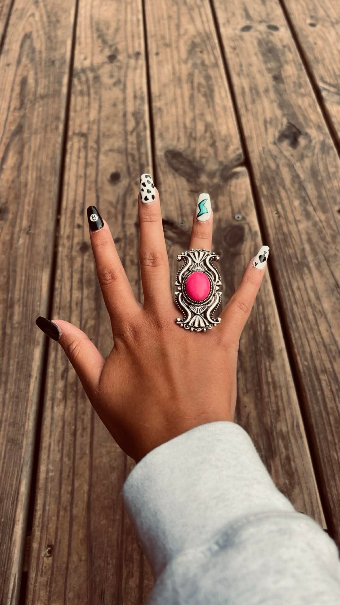 Western Concho Adjustable Ring with Faux Pink Stone — Everyday Southwestern Hand Statement - Rooted & Reckless Co.