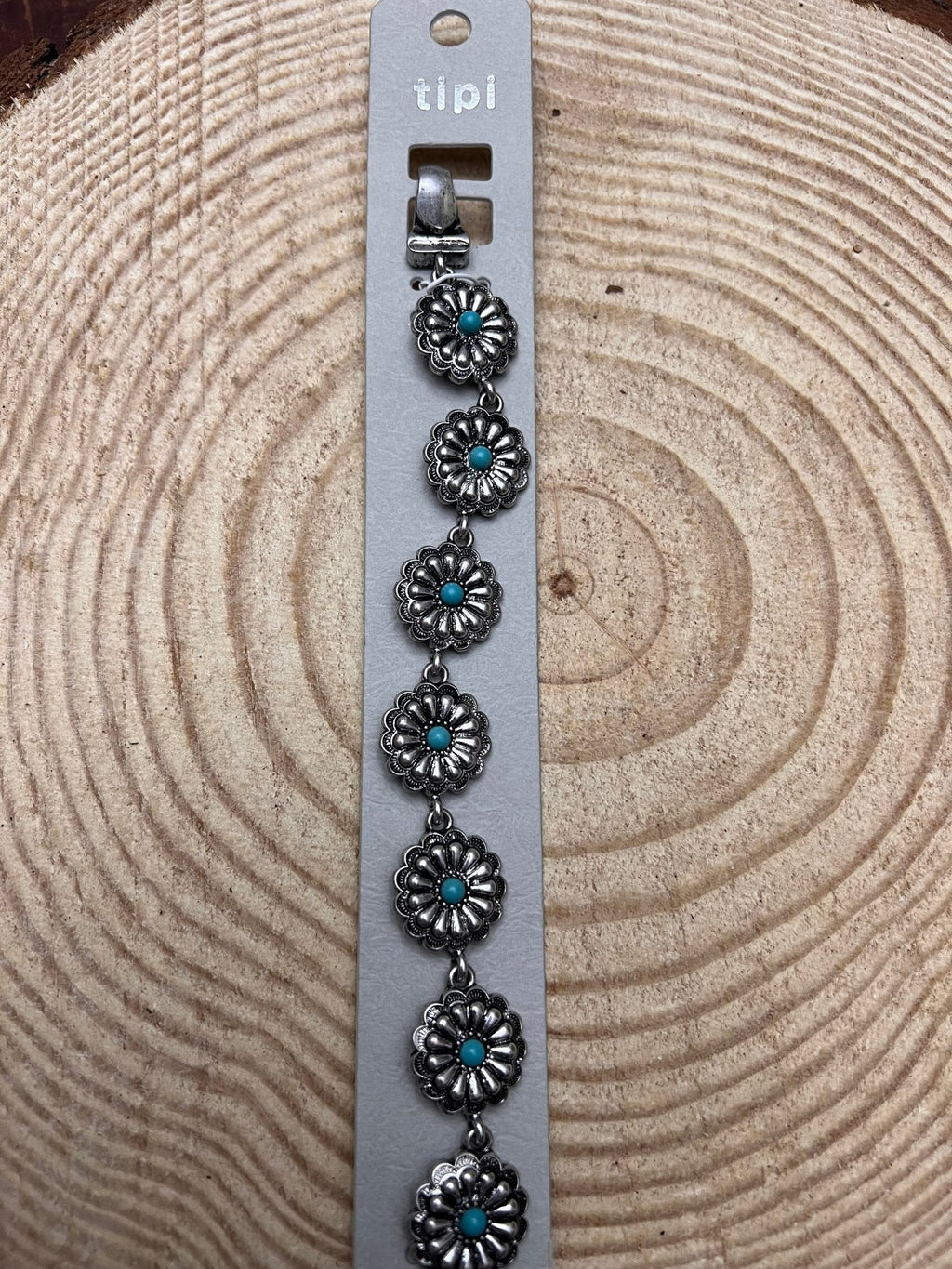 Western Concho & Faux Turquoise Magnetic Bracelet - Rooted & Reckless Co.