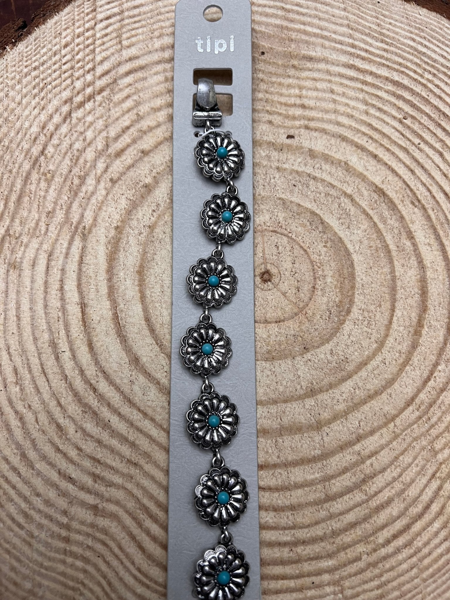 Western Concho & Faux Turquoise Magnetic Bracelet - Rooted & Reckless Co.