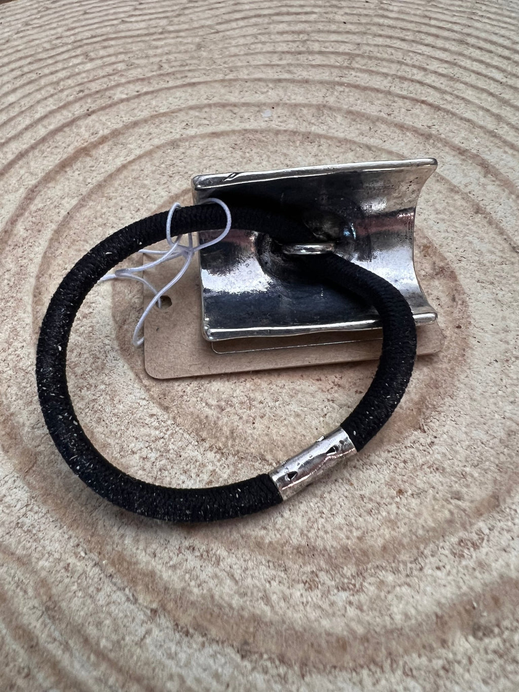 Western Concho & Faux Turquoise Stone Hair Tie — Burnished Silver Hair Statement - Rooted & Reckless Co.