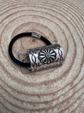 Western Concho & Faux Turquoise Stone Hair Tie — Burnished Silver Hair Statement - Rooted & Reckless Co.