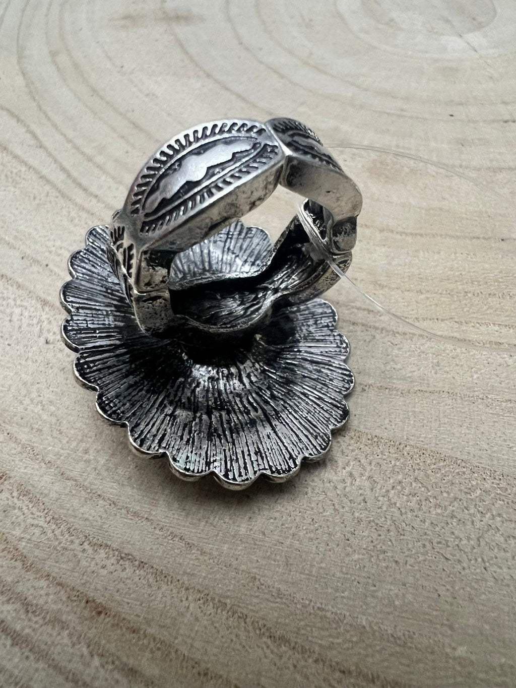 Western Concho & Faux Turquoise Stretch Statement Ring — 1.5" Bold Western Hand Statement - Rooted & Reckless Co.