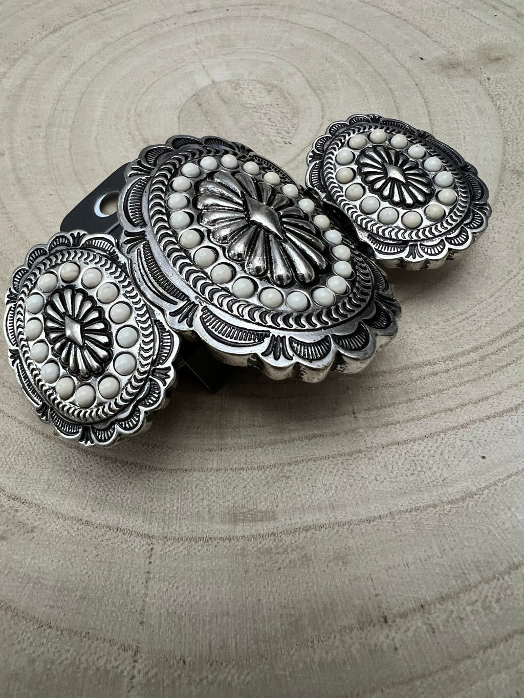 Western Concho & White Stone Wide Statement Stretch Bracelet - Rooted & Reckless Co.