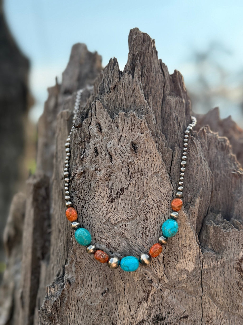 Western Coral Apple Beaded Necklace - Rooted & Reckless Co.