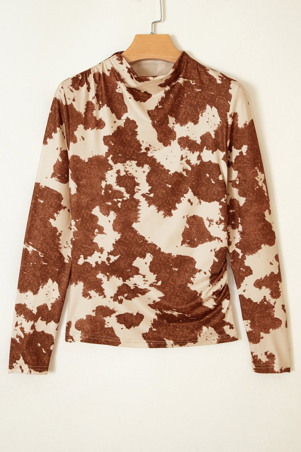 Western Cow Mock Neck Long Sleeve Top - Rooted & Reckless Co.