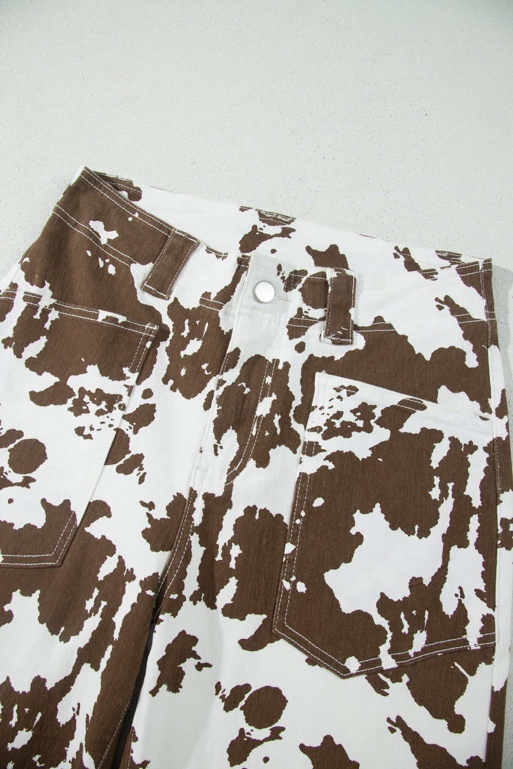 Western Cow Print High Waist Straight Leg Jeans - Rooted & Reckless Co.