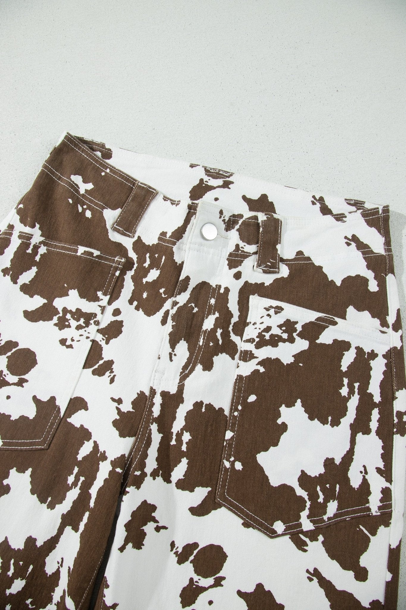 Western Cow Print High Waist Straight Leg Jeans - Rooted & Reckless Co.