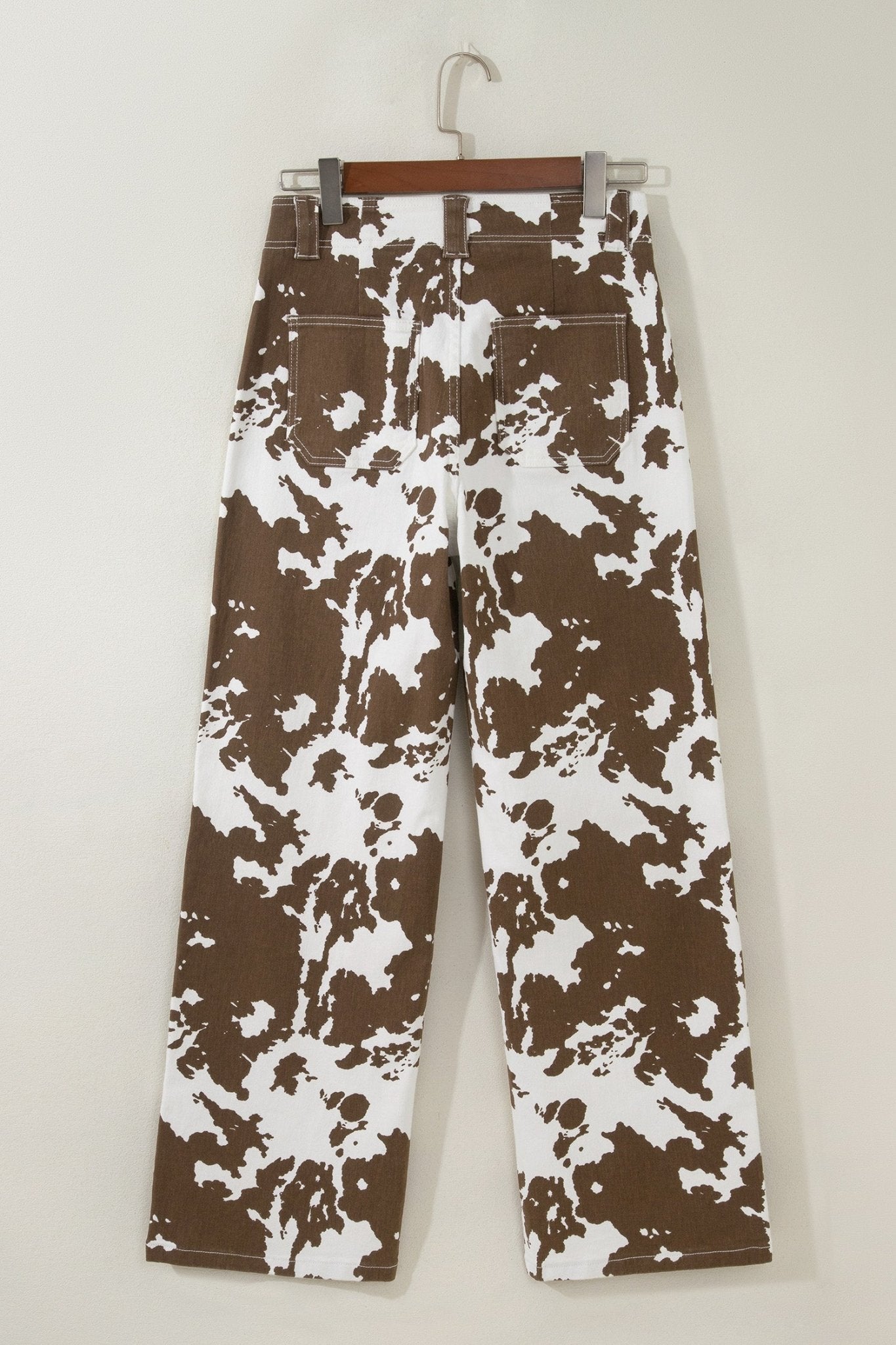 Western Cow Print High Waist Straight Leg Jeans - Rooted & Reckless Co.