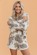 Western Cow Raw Hem Long Sleeve Top & Shorts Set - Rooted & Reckless Co.