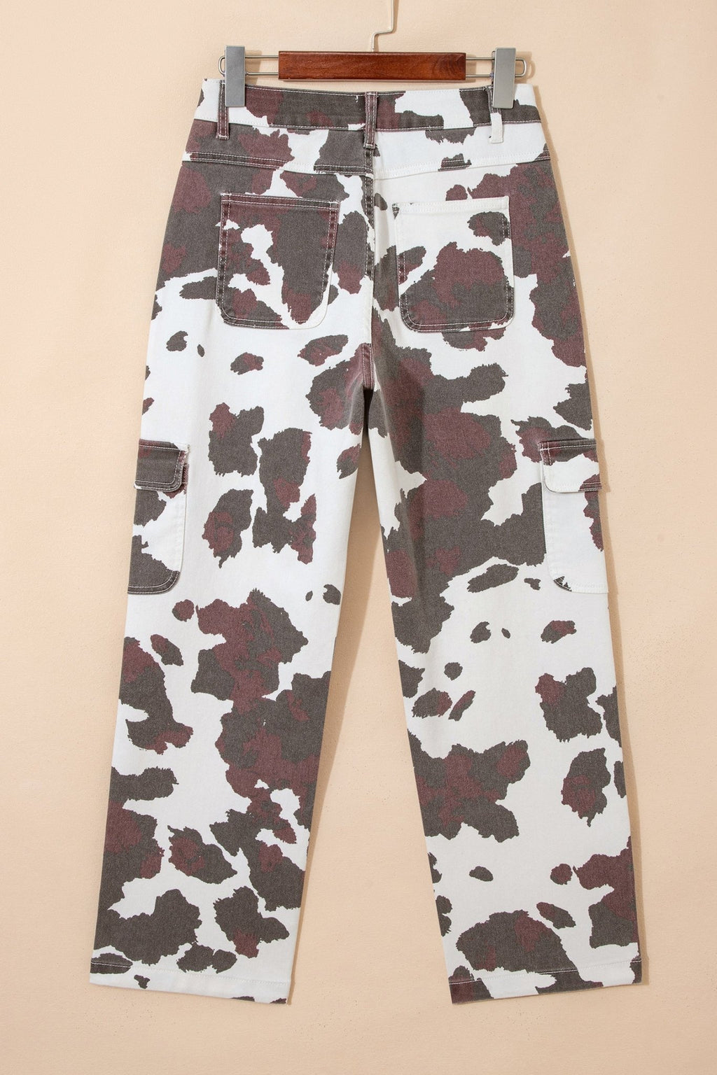 Western Cow Spot Cargo Pocket Straight Leg Jeans - Rooted & Reckless Co.