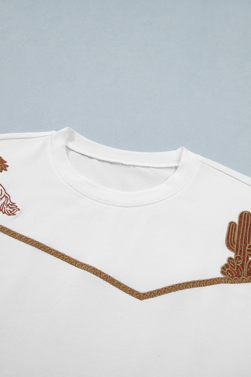 Western Cowboy & Cactus Embroidered Tee - Rooted & Reckless Co.