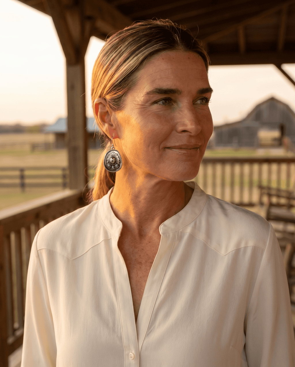 Western Cowboy Hat Dangle Earrings with Faux Turquoise — Oxidized Silver 1" Drop - Rooted & Reckless Co.