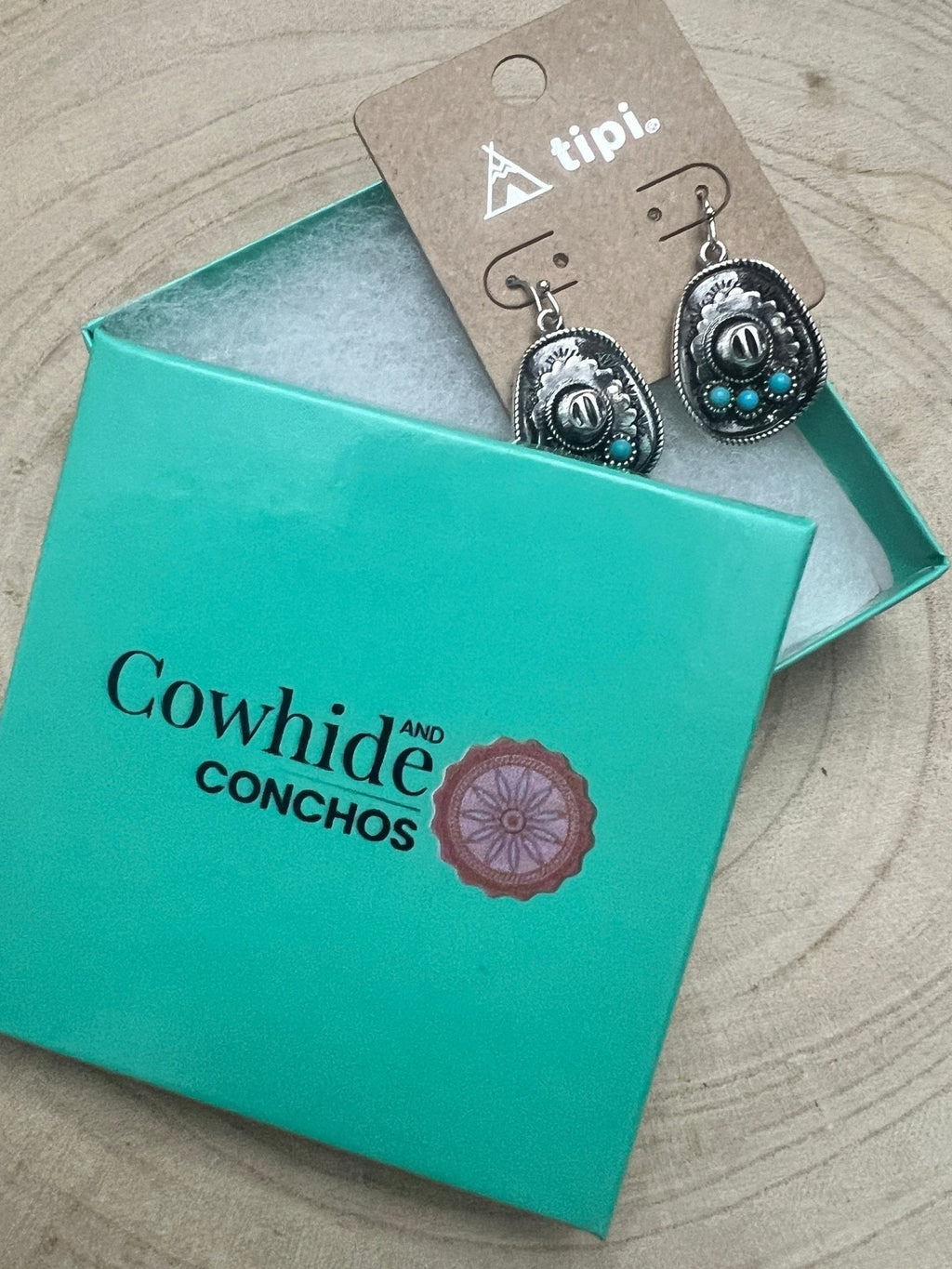 Western Cowboy Hat Dangle Earrings with Faux Turquoise — Oxidized Silver 1" Drop - Rooted & Reckless Co.