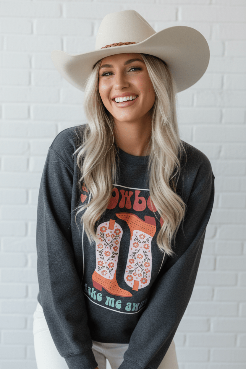 Western Cowboy Queen Drop Shoulder Sweatshirt - Rooted & Reckless Co.