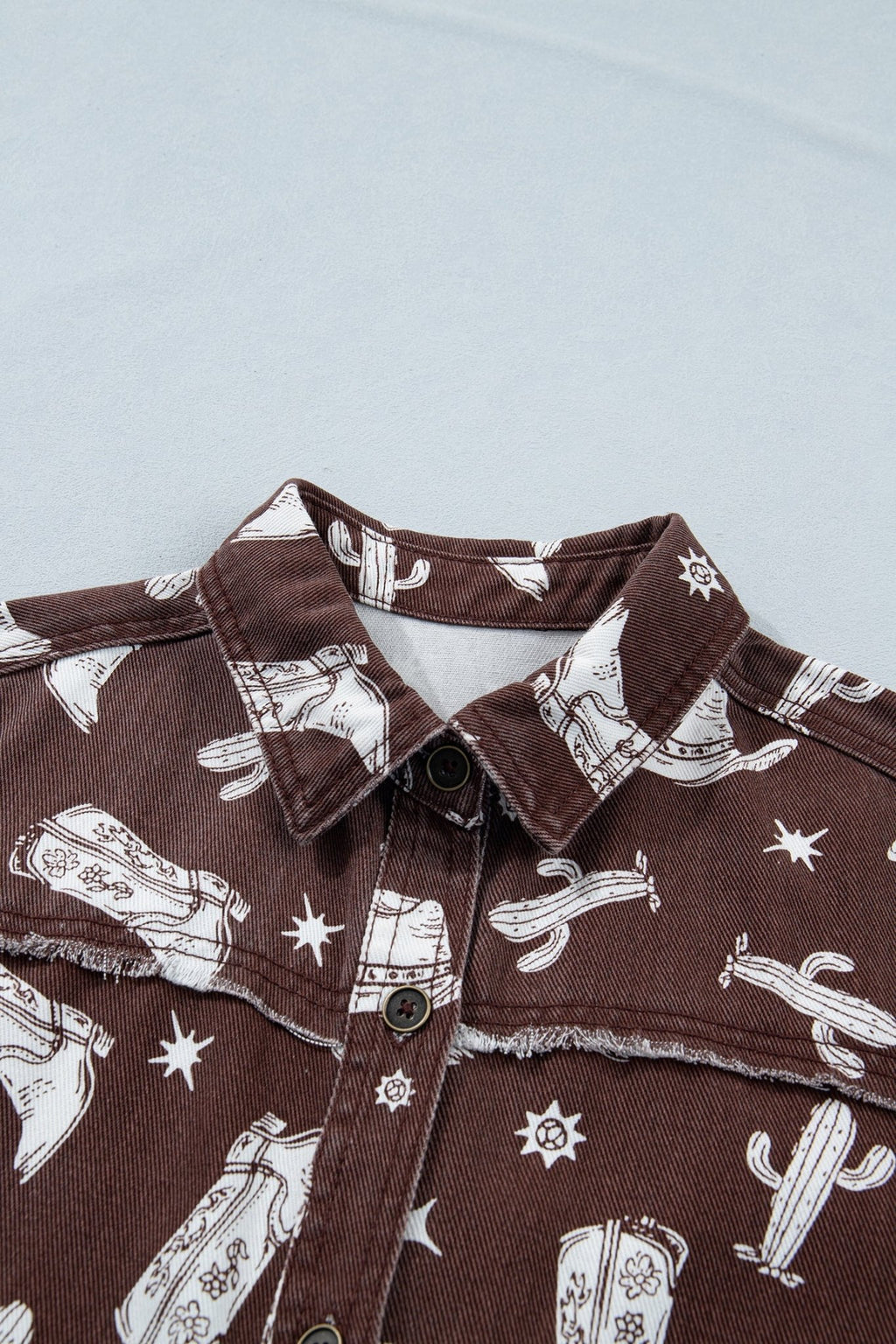 Western Cowgirl Cactus Raw Edge Denim Dress - Rooted & Reckless Co.