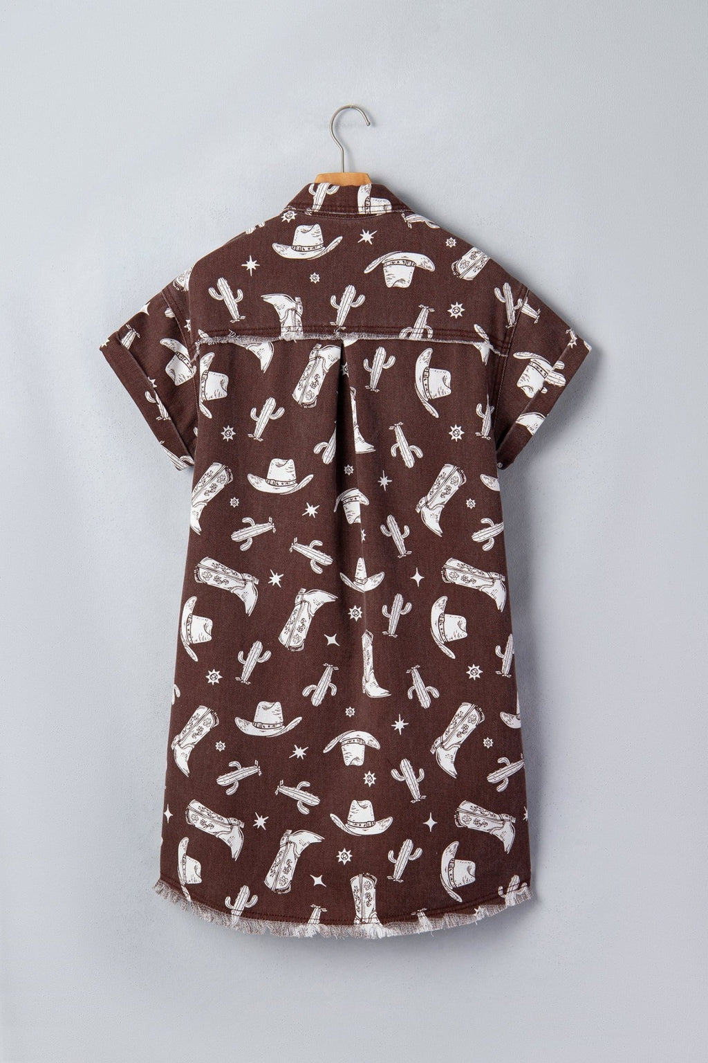 Western Cowgirl Cactus Raw Edge Denim Dress - Rooted & Reckless Co.
