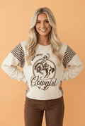 Western Cowgirl Stripe Long Sleeve Graphic Top - Rooted & Reckless Co.