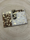 Western Cowhide Credit Card Wallet — Acid Wash Gold Hair-on-Hide (5" x 3" Real Hide) - Rooted & Reckless Co.