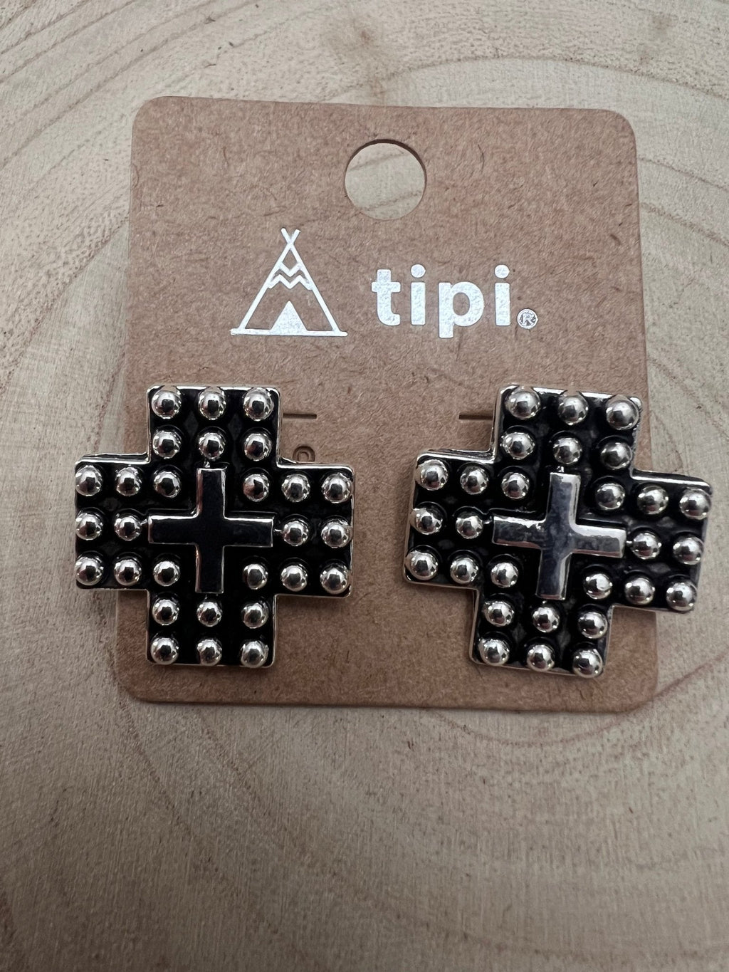 Western Cross Metal Stud Earrings — Antique Silver Faith Statement - Rooted & Reckless Co.