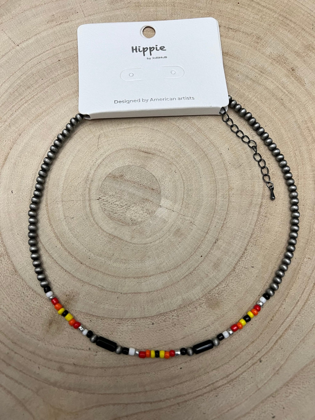 Western Cylinder Seed Bead Choker with Faux Silver Pearls — Multicolor 15 Inch with Extender - Rooted & Reckless Co.