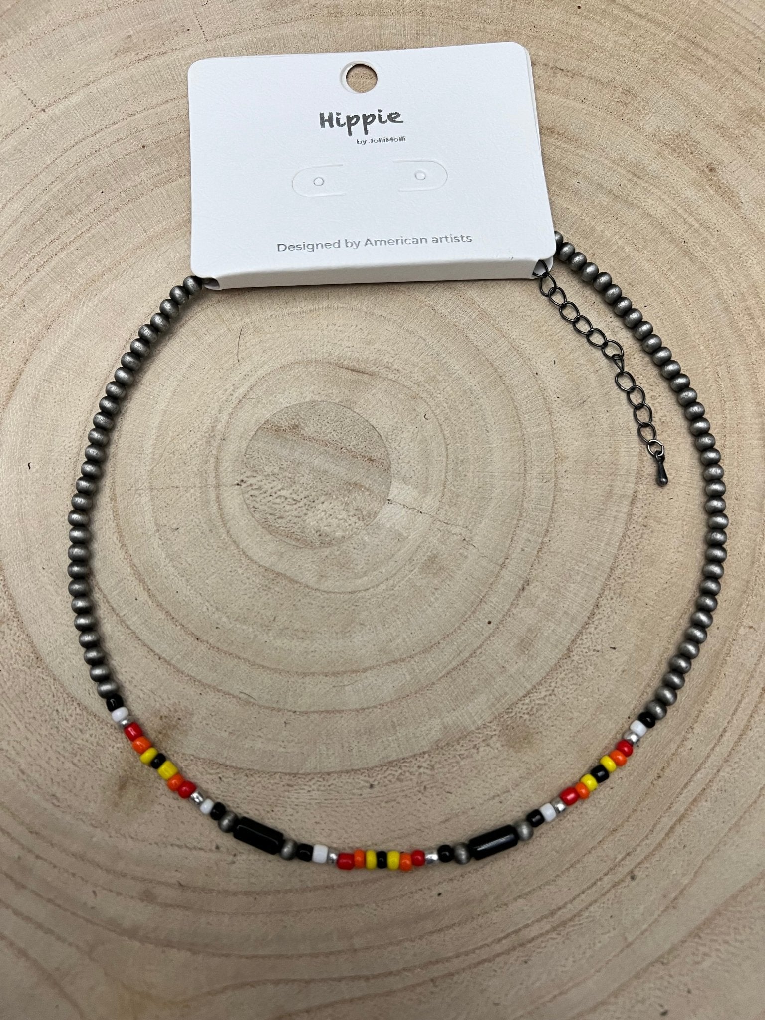 Western Cylinder Seed Bead Choker with Faux Silver Pearls — Multicolor 15 Inch with Extender - Rooted & Reckless Co.