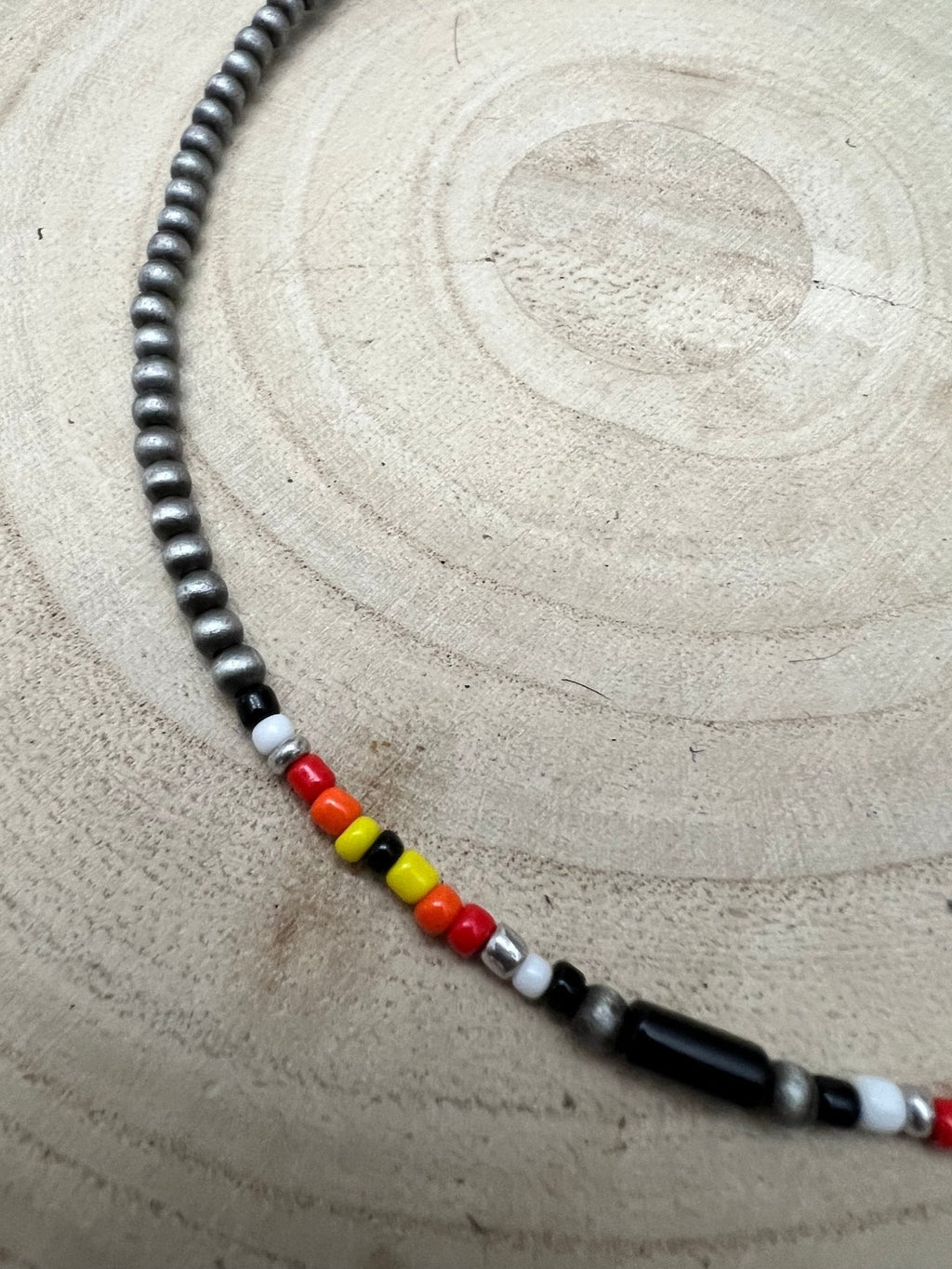 Western Cylinder Seed Bead Choker with Faux Silver Pearls — Multicolor 15 Inch with Extender - Rooted & Reckless Co.