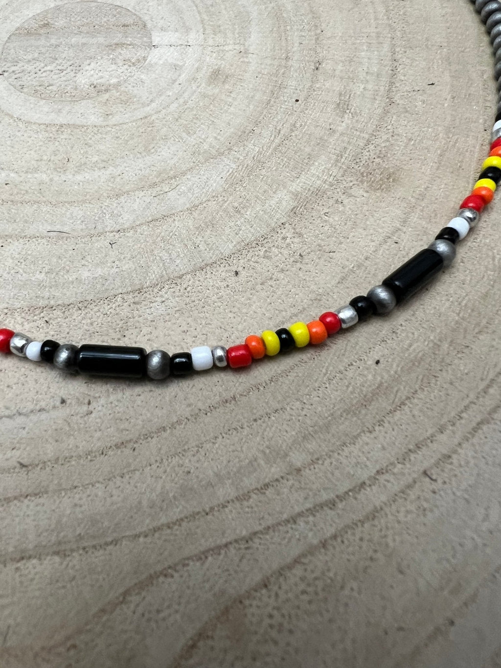 Western Cylinder Seed Bead Choker with Faux Silver Pearls — Multicolor 15 Inch with Extender - Rooted & Reckless Co.