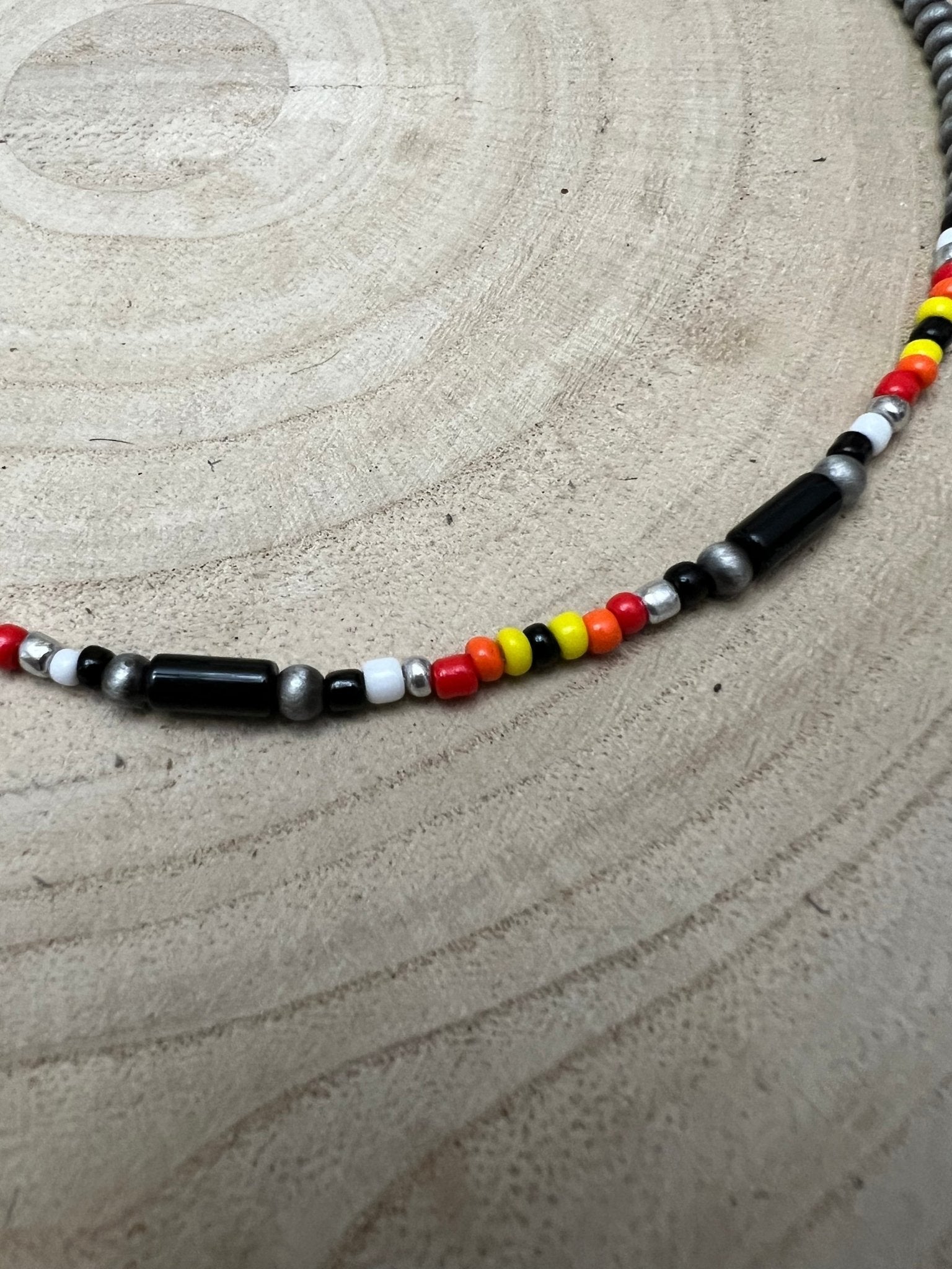 Western Cylinder Seed Bead Choker with Faux Silver Pearls — Multicolor 15 Inch with Extender - Rooted & Reckless Co.