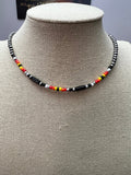 Western Cylinder Seed Bead Choker with Faux Silver Pearls — Multicolor 15 Inch with Extender - Rooted & Reckless Co.