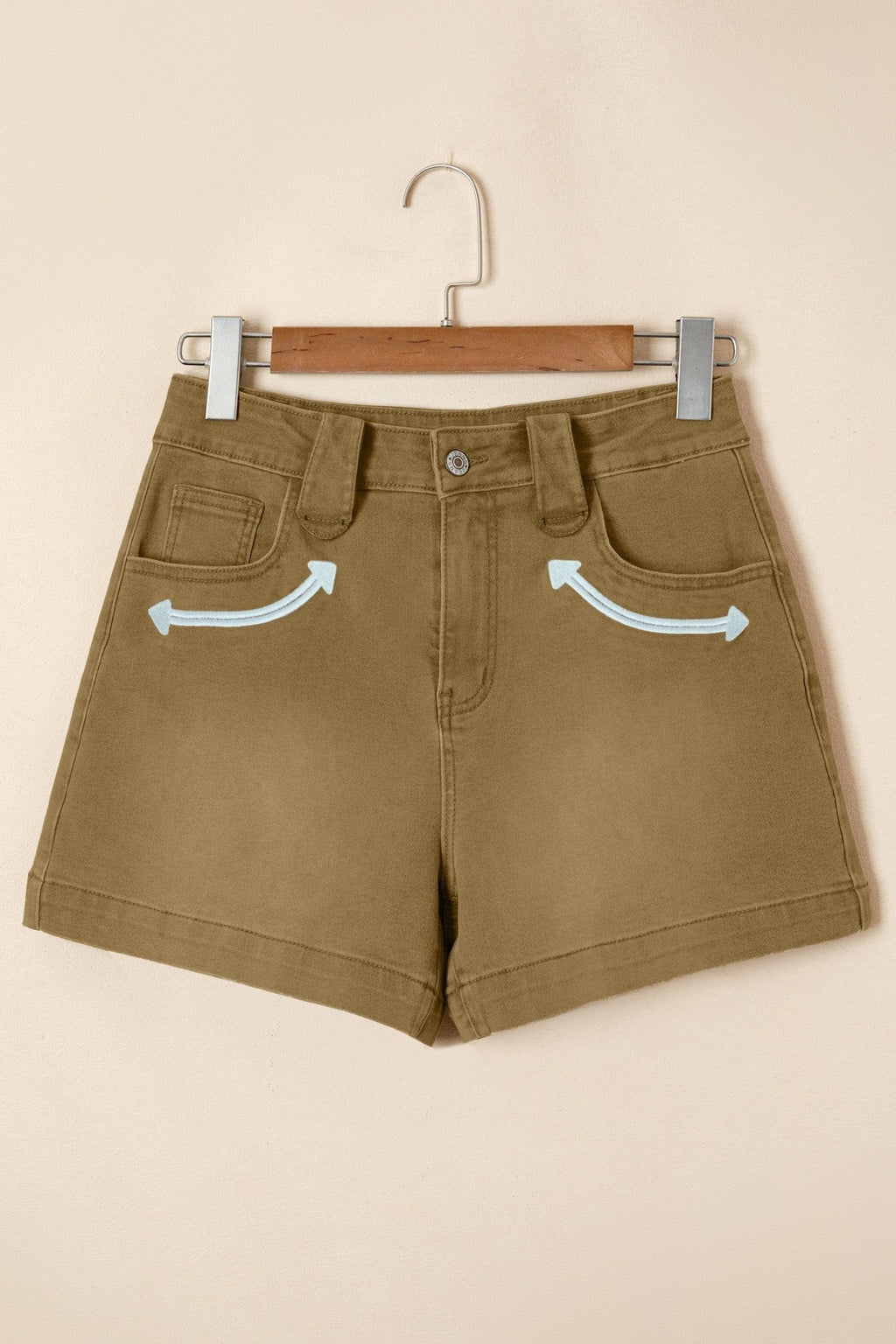 Western Denim Arrow Embroidered High Waist Shorts - Rooted & Reckless Co.