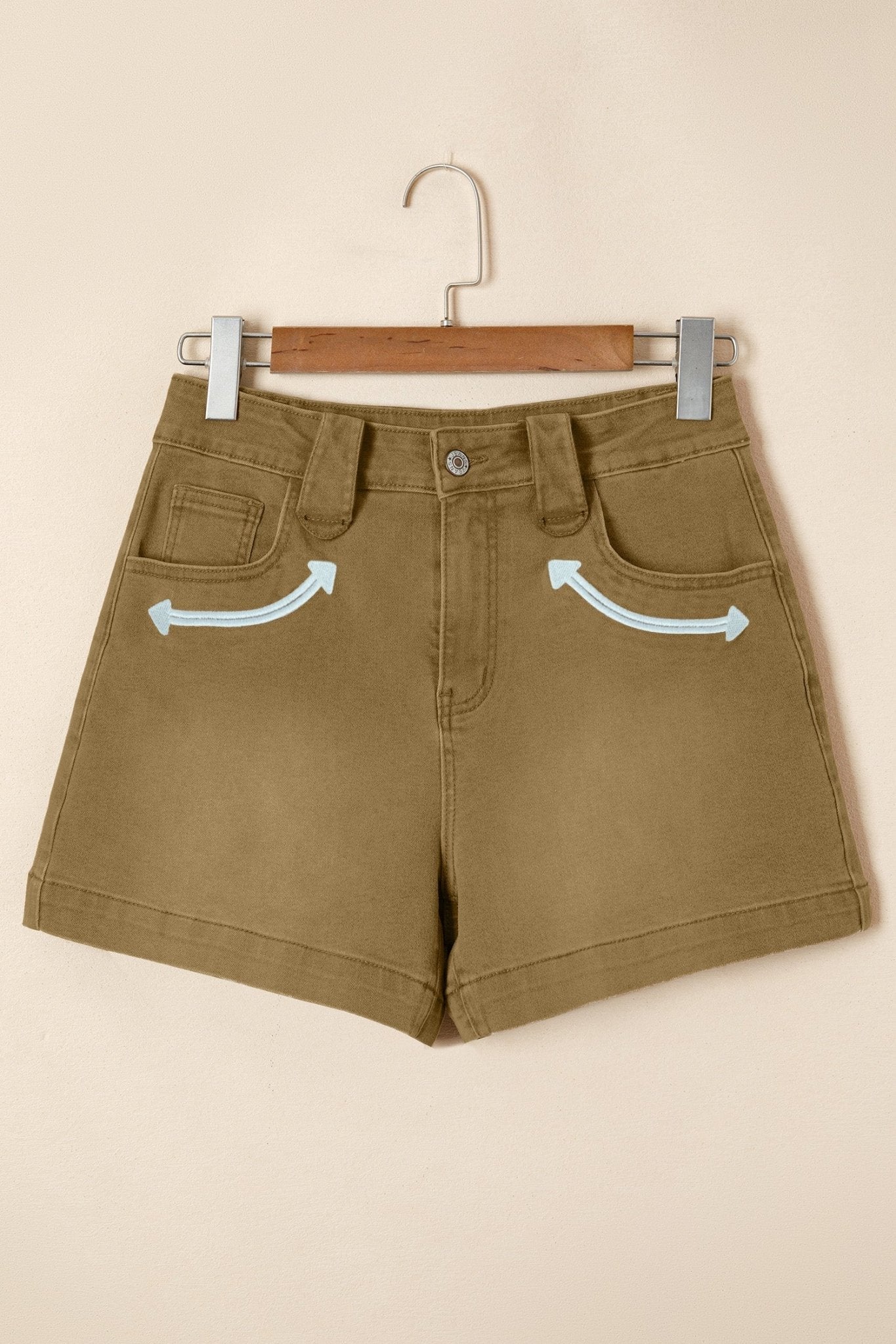 Western Denim Arrow Embroidered High Waist Shorts - Rooted & Reckless Co.