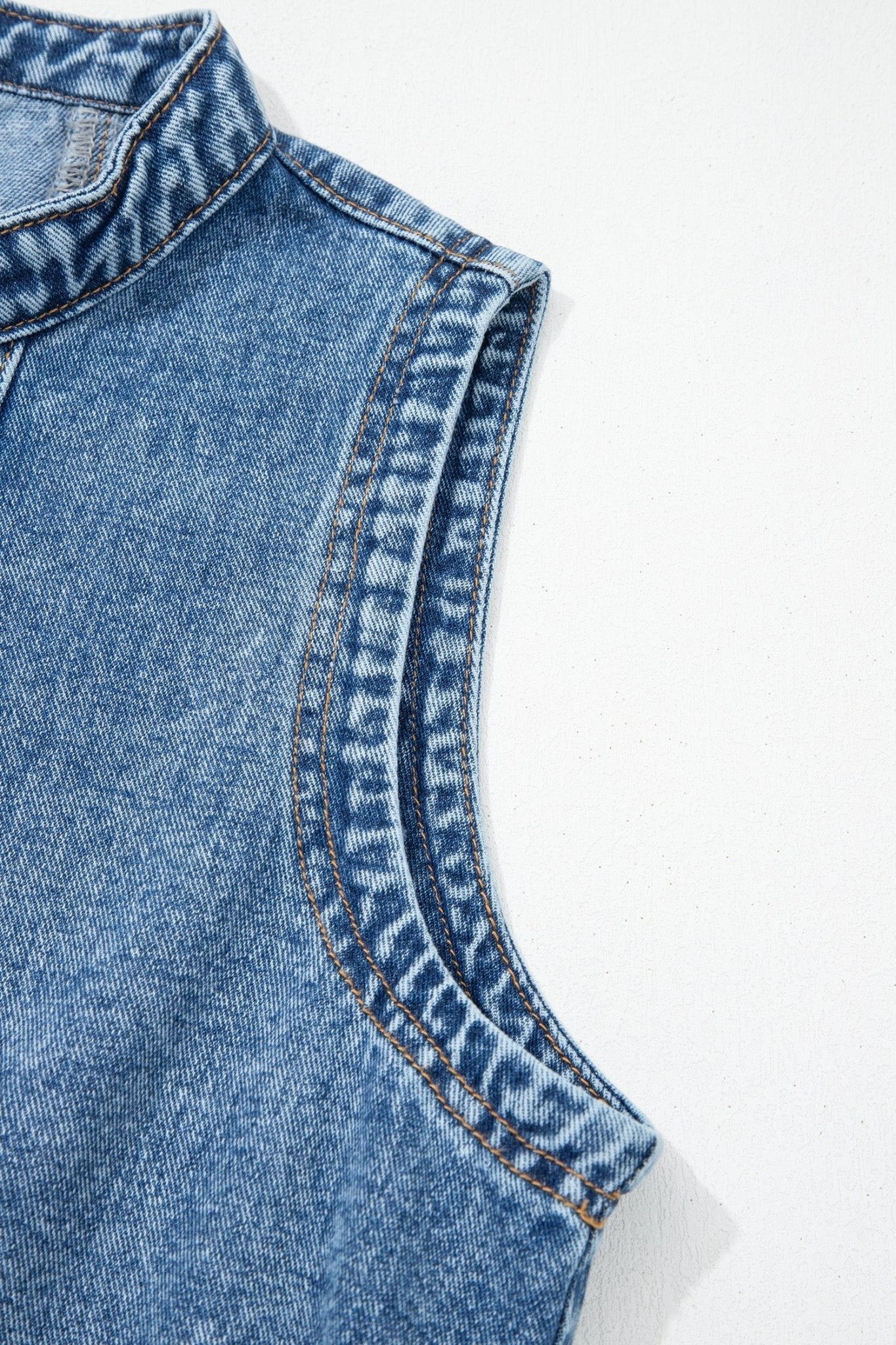 Western Denim Belted Button Down Sleeveless Dress - Rooted & Reckless Co.
