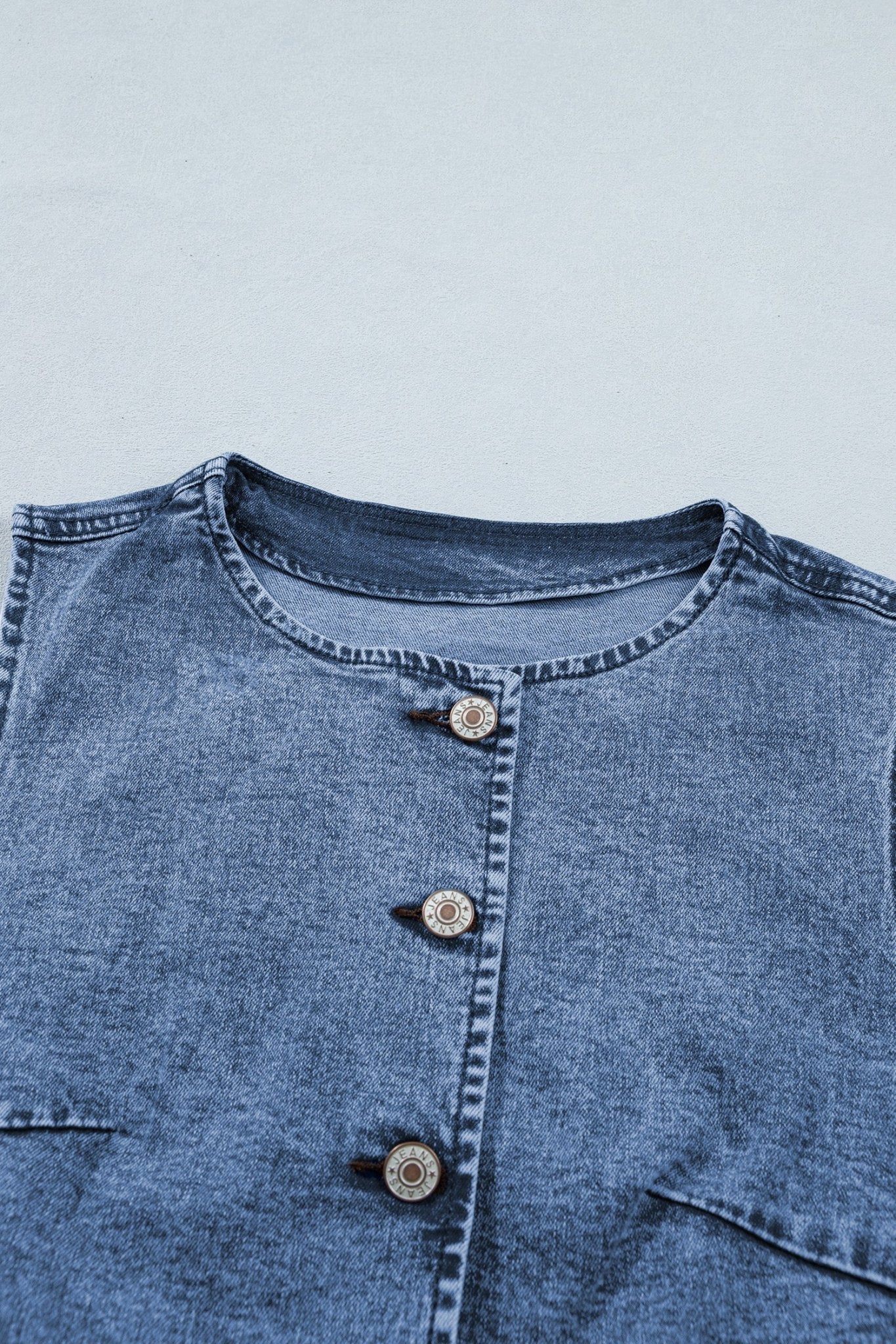 Western Denim Button Front Slit Sleeveless Vest - Rooted & Reckless Co.