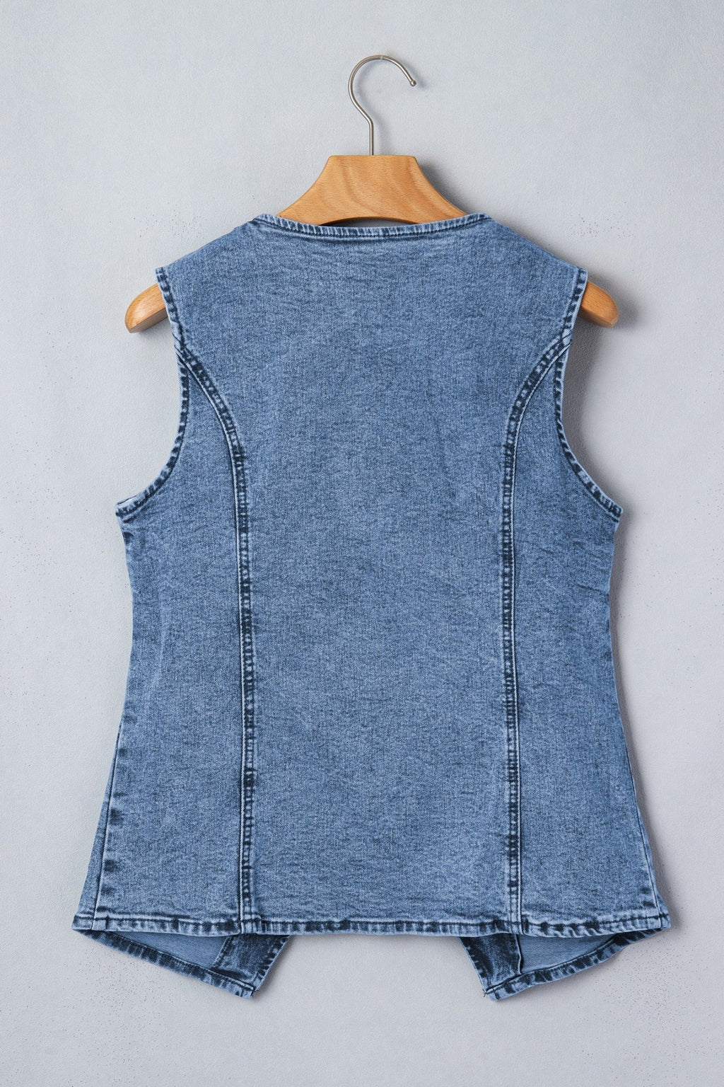 Western Denim Button Front Slit Sleeveless Vest - Rooted & Reckless Co.