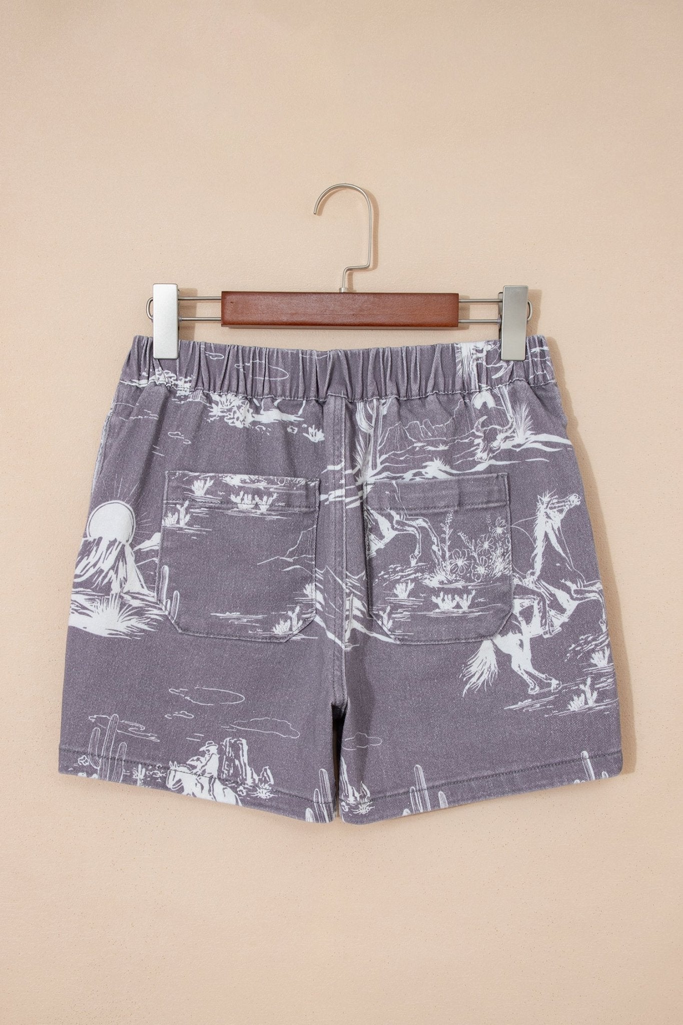 Western Denim Elastic Waist Shorts - Rooted & Reckless Co.