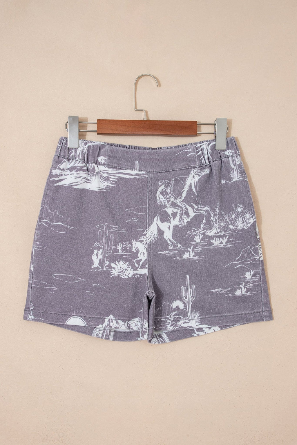 Western Denim Elastic Waist Shorts - Rooted & Reckless Co.