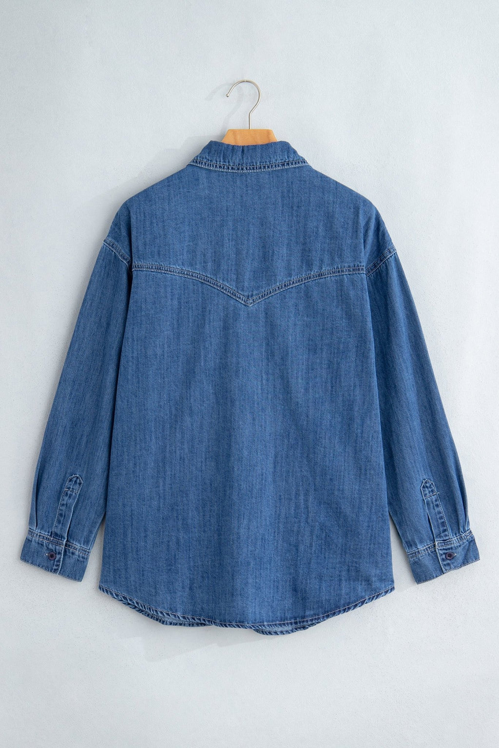 Western Denim Patch Pockets Long Sleeve Shirt - Rooted & Reckless Co.
