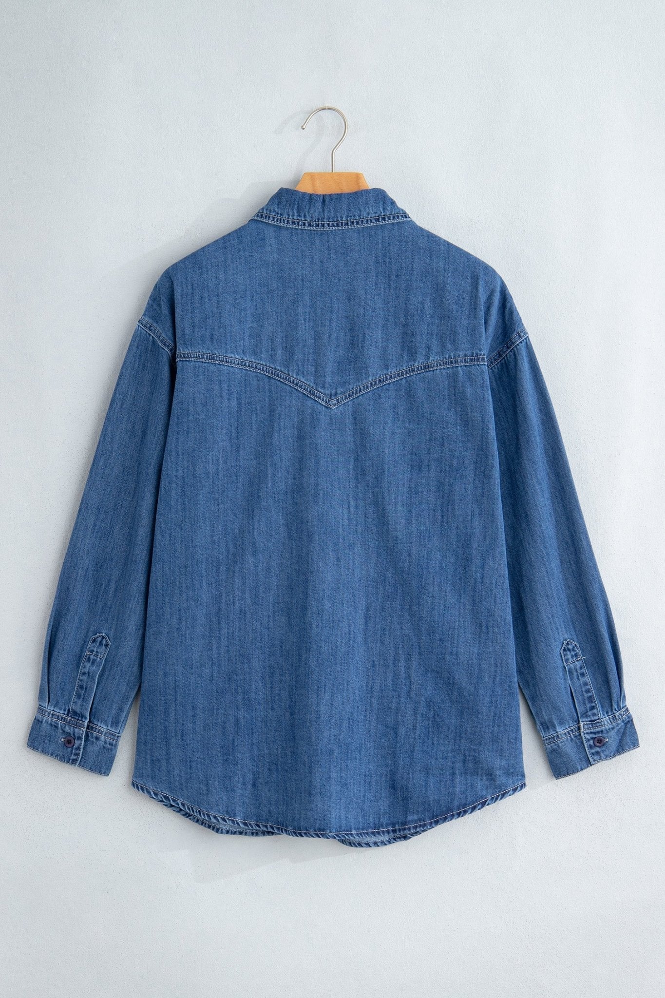 Western Denim Patch Pockets Long Sleeve Shirt - Rooted & Reckless Co.
