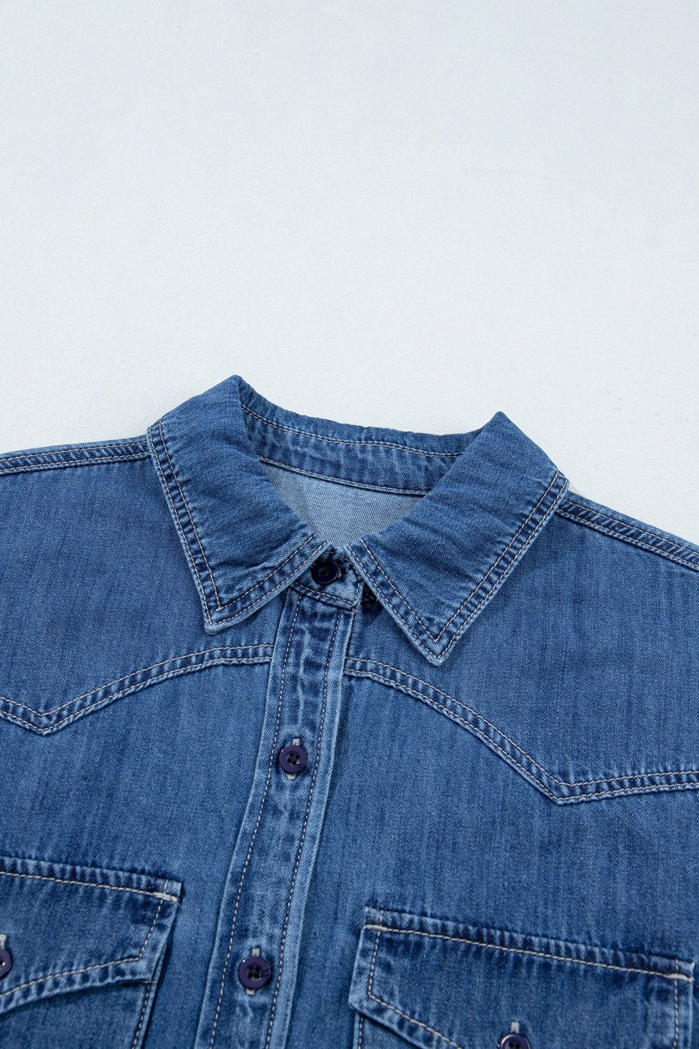Western Denim Patch Pockets Long Sleeve Shirt - Rooted & Reckless Co.