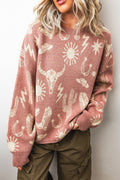 Western Drop Shoulder Long Sleeve Sweater - Rooted & Reckless Co.