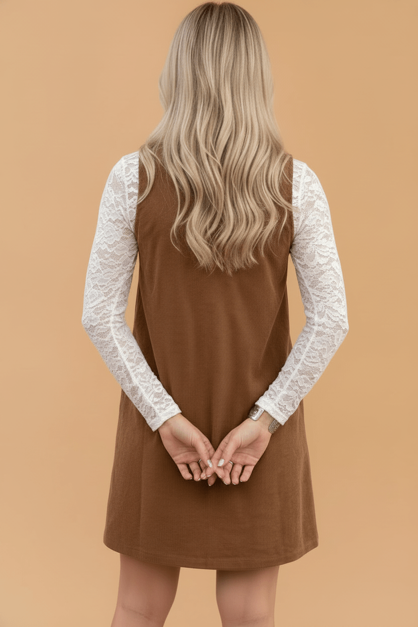 Western Embroidered Corduroy Sleeveless Mini Dress - Rooted & Reckless Co.