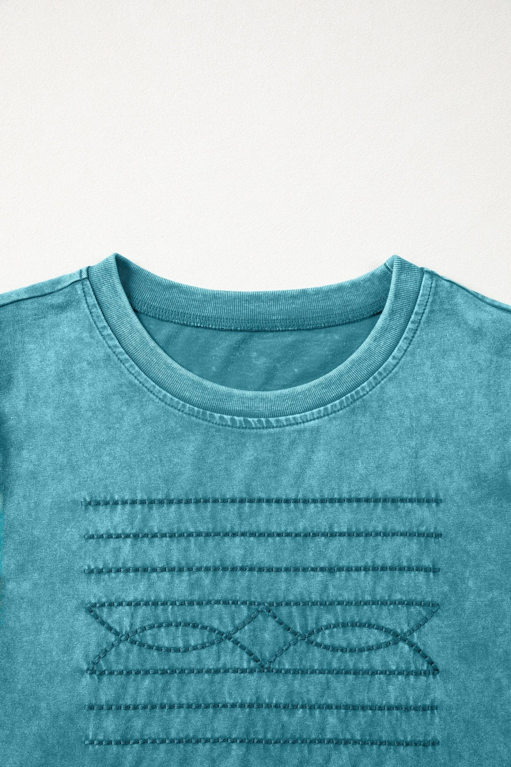 Western Embroidered Mineral Wash Puff Sleeve Tee - Rooted & Reckless Co.