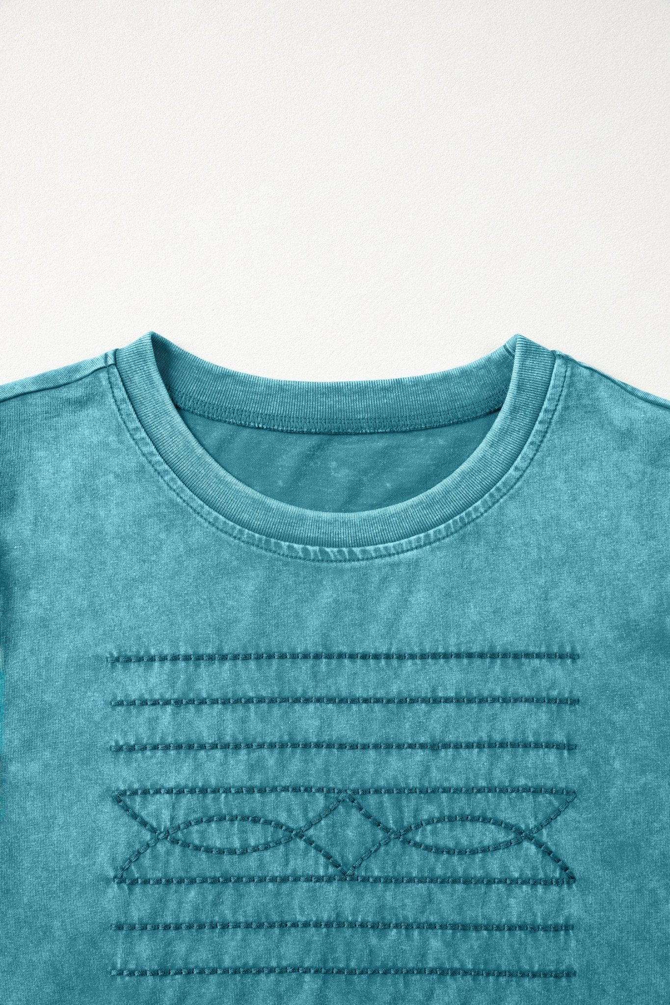 Western Embroidered Mineral Wash Puff Sleeve Tee - Rooted & Reckless Co.