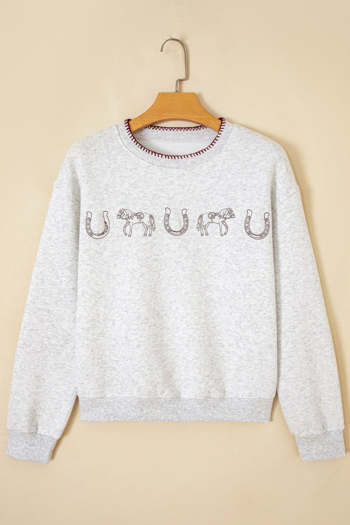 Western Embroidered Round Neck Graphic Sweatshirt - Rooted & Reckless Co.