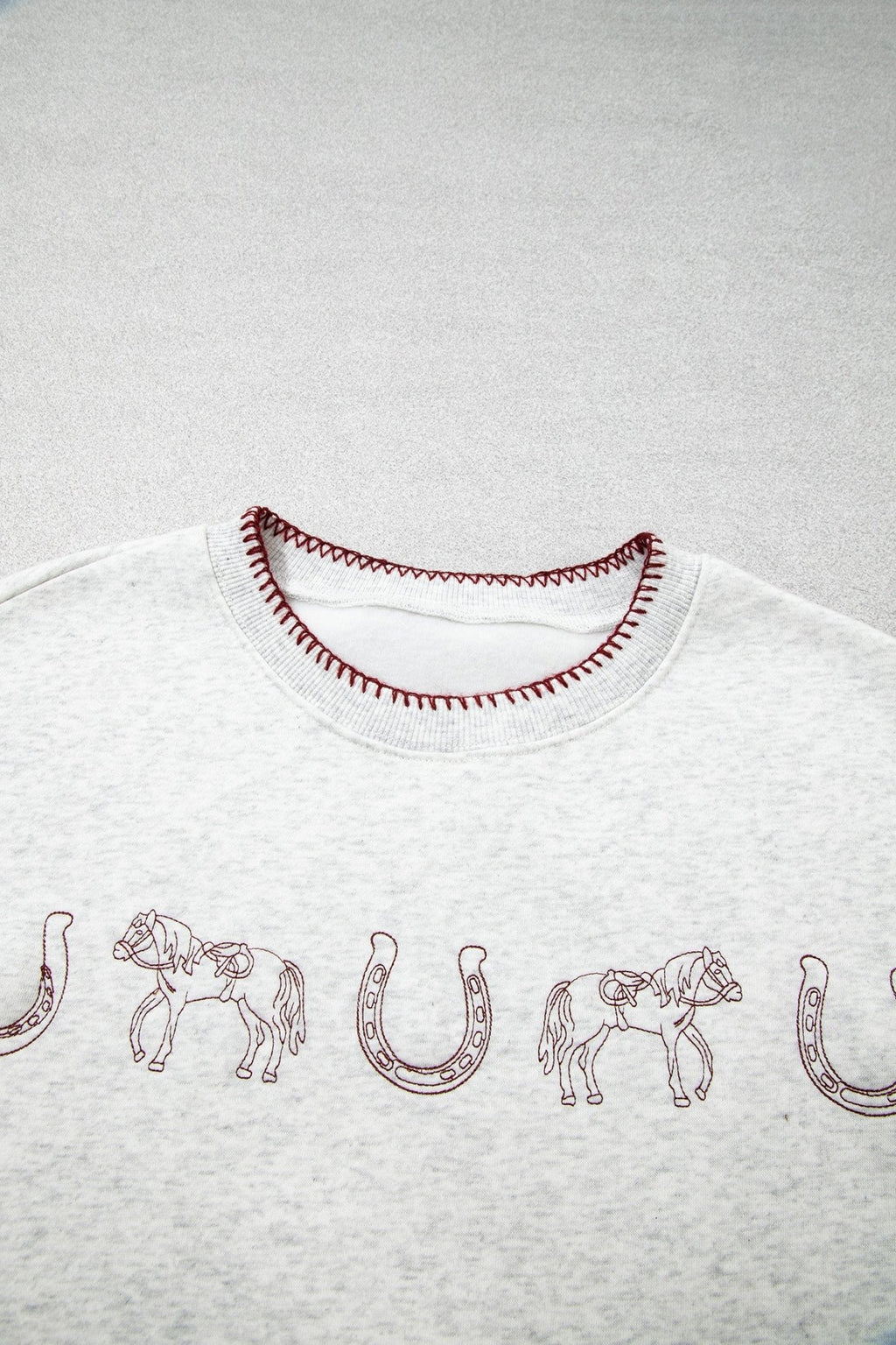 Western Embroidered Round Neck Graphic Sweatshirt - Rooted & Reckless Co.