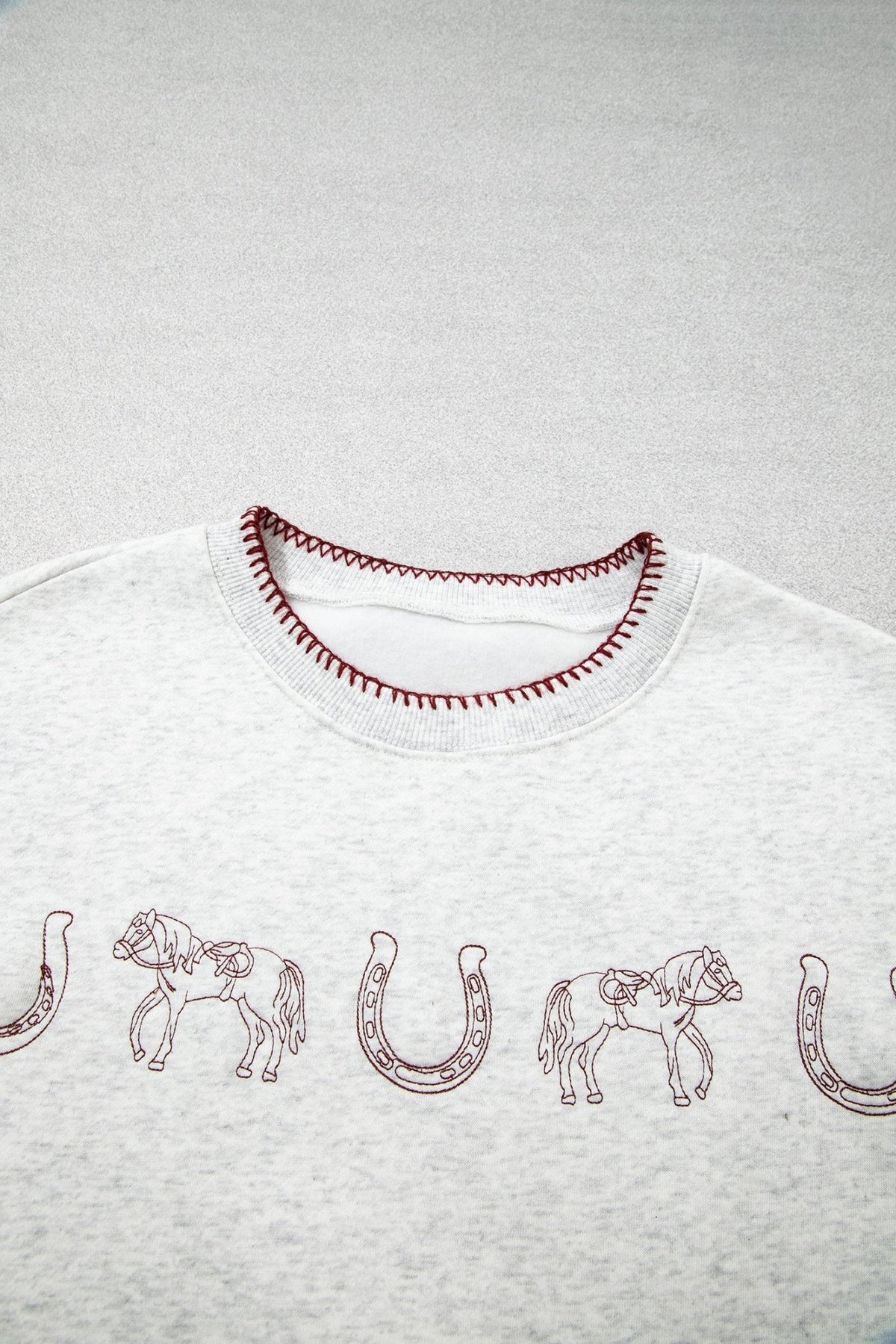 Western Embroidered Round Neck Graphic Sweatshirt - Rooted & Reckless Co.